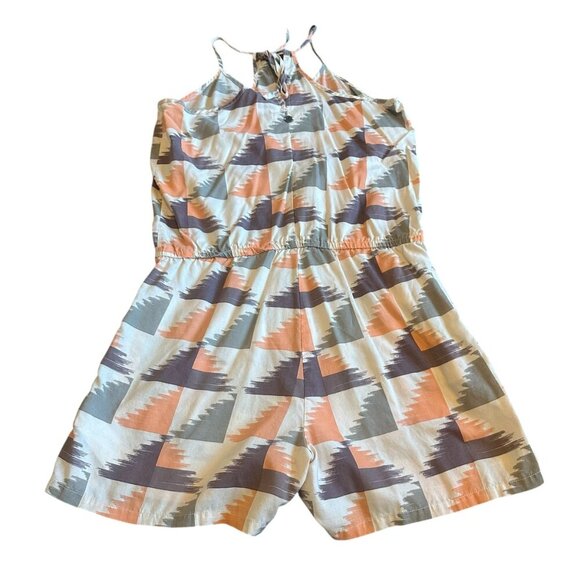 Prana Franny Romper Sleeveless Racerback Shorts Pockets Fun Print Size Medium - Picture 8 of 12